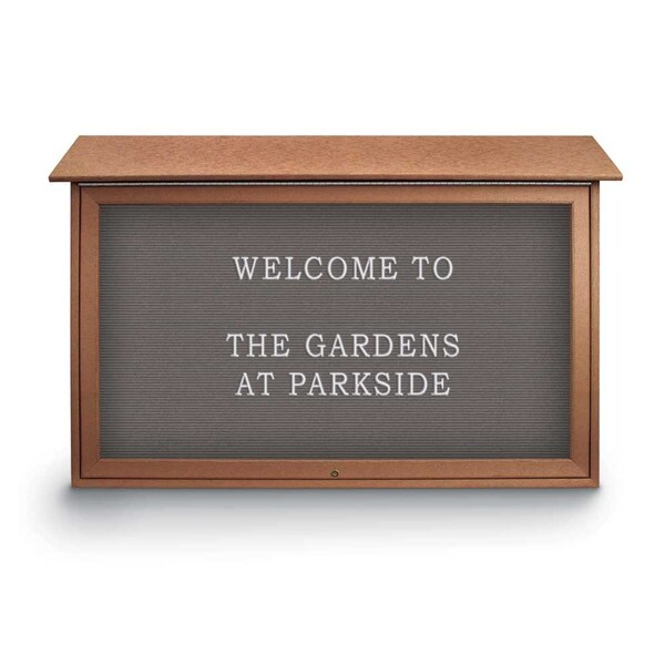 Indoor Enclosed Combo Board, 42"x32", Satin Frame/Grey & Rubber